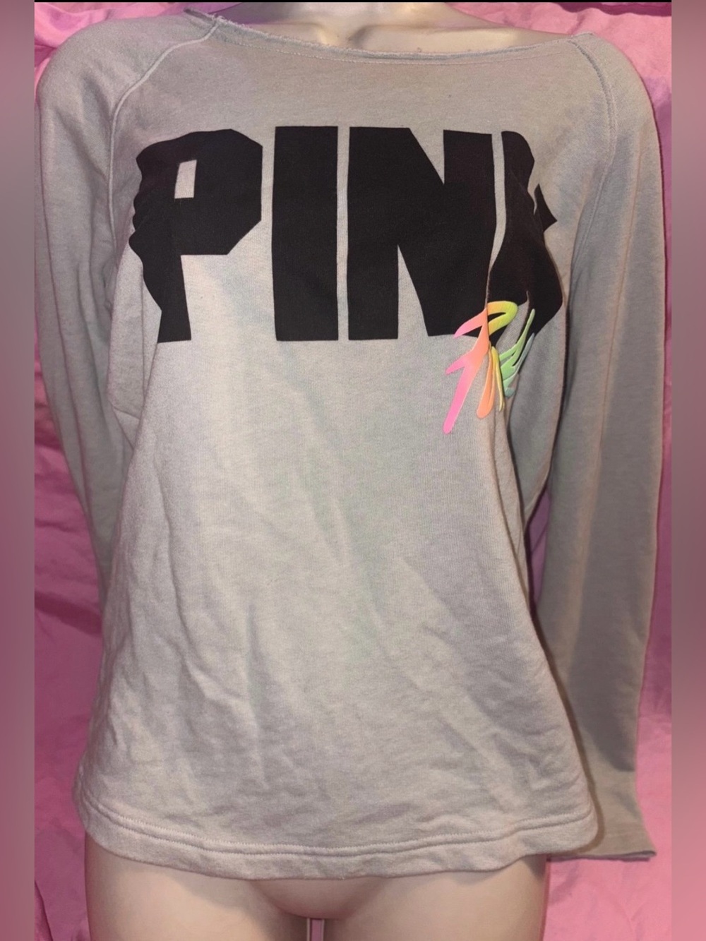 Victoria’s Secret gray rainbow off the shoulders sweater size XS